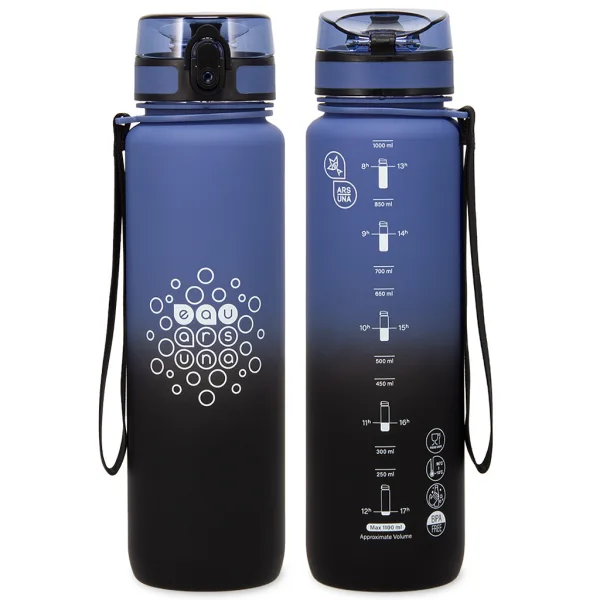 Ars Una: motywacyjny bidon w kolorze ombre, bez BPA, matowy - 1000 ml - Stormy Night zdjęcie 2