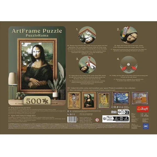 ArtFrame: Leonardo Da Vinci – Mona Lisa, puzzle 500 elementów z ramą – Trefl zdjęcie 3