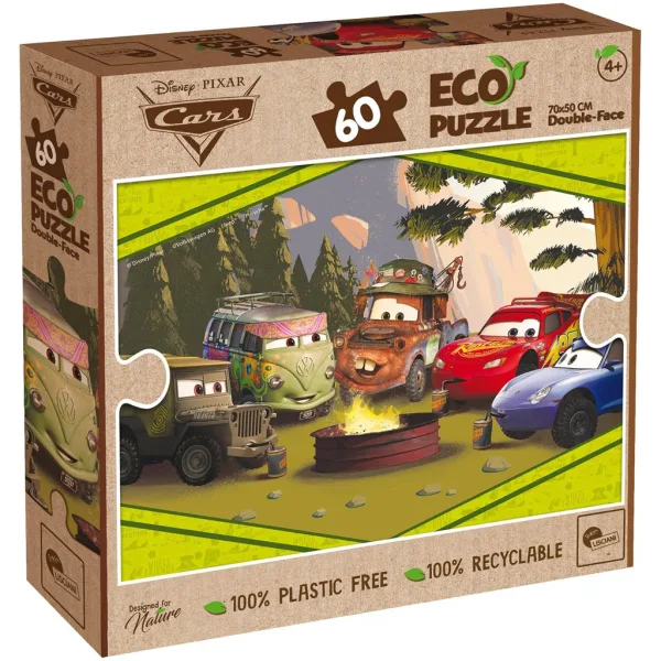 Auta 2 w 1 60-elementowe Eco puzzle i kolorowanka 70x50 cm – Lisciani zdjęcie 1