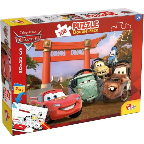 Auta 2 w 1 puzzle 108 elementów i kolorowanka 50x35 cm - Lisciani zdjęcie 1