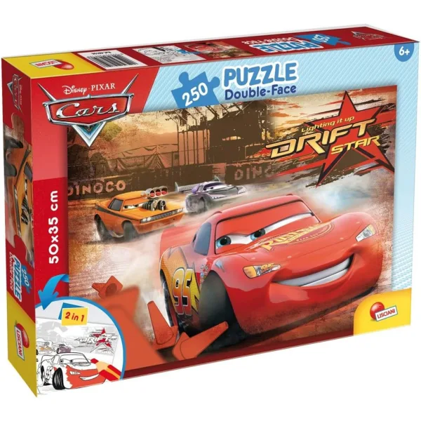 Auta 2 w 1 puzzle 250 elementów i kolorowanka 50x35 cm - Lisciani zdjęcie 1