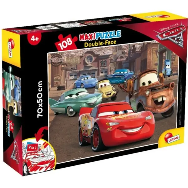 Auta 2 w 1 puzzle i kolorowanka 108 elementów 70x50 cm – Lisciani zdjęcie 2