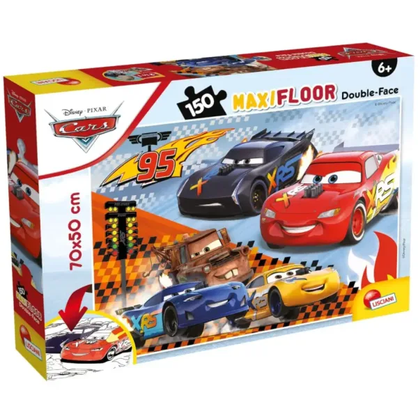 Auta 3 2 w 1 puzzle 150 elementów i kolorowanka 70x50 cm – Lisciani zdjęcie 1