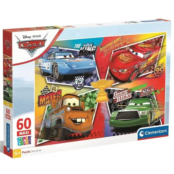 Auta: Maxi Super Color Puzzle 60 elementów - Clementoni zdjęcie 1