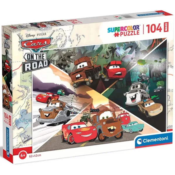 Auta na drodze 104-elementowe maxi supercolor puzzle - Clementoni zdjęcie 1