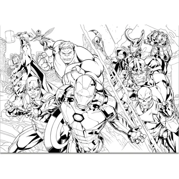 Avengers 2 w 1 maxi puzzle i kolorowanka 108 elementów, 70x50 cm – Lisciani zdjęcie 3