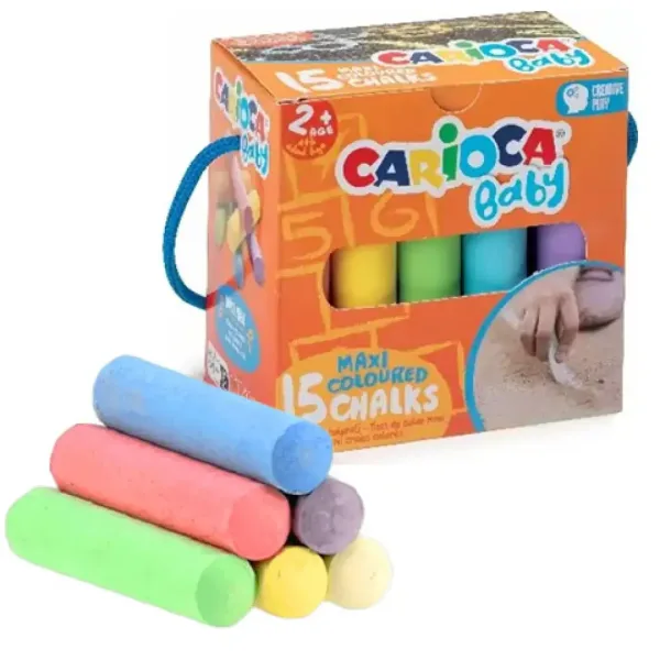 Baby Maxi 15-elementowy zestaw kolorowej kredy chodnikowej – Carioca zdjęcie 1