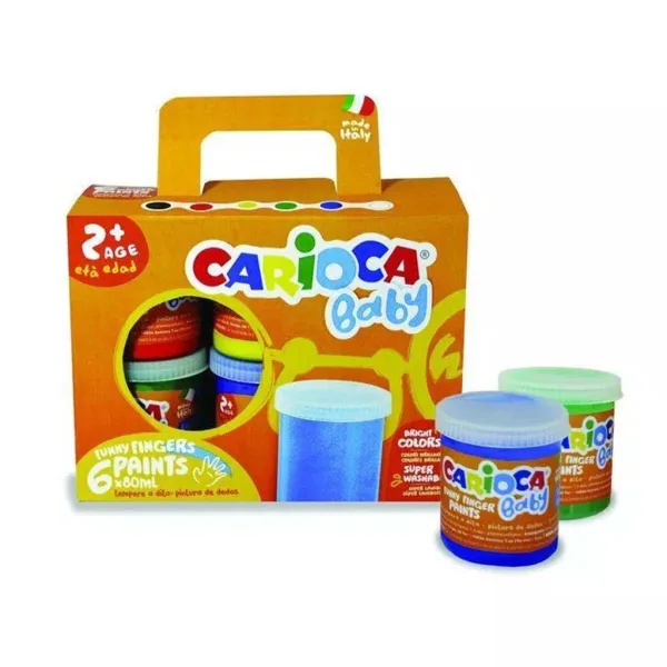 Baby zestaw farb do malowania palcami, różne kolory, 6 x 80 ml - Carioca zdjęcie 1