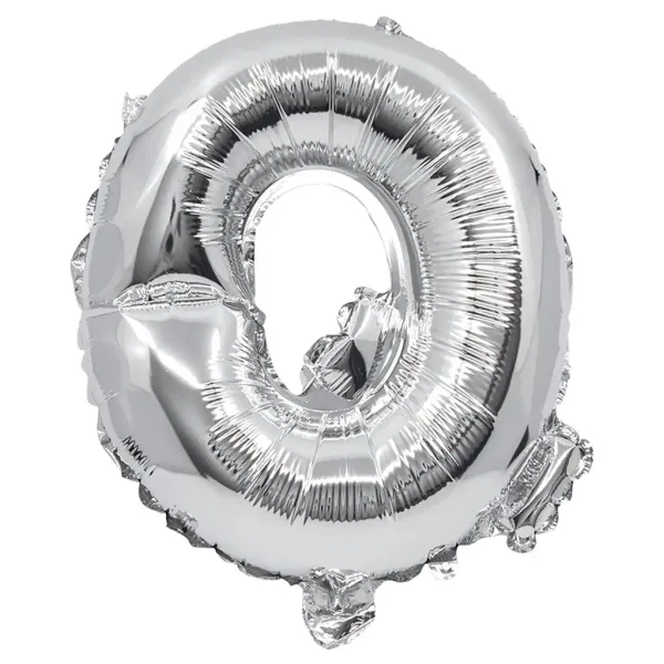 Balon foliowy w kształcie litery – litera Q, kolor srebrny, 32 cm zdjęcie 1