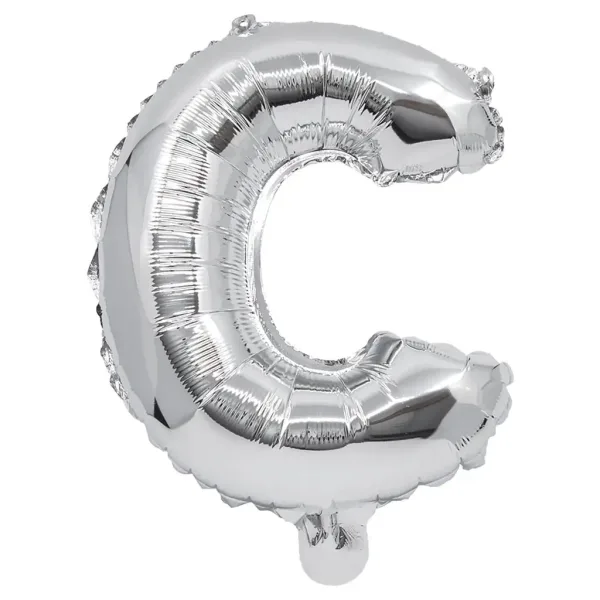 Balon foliowy w kształcie litery C, srebrny kolor, 32 cm zdjęcie 1