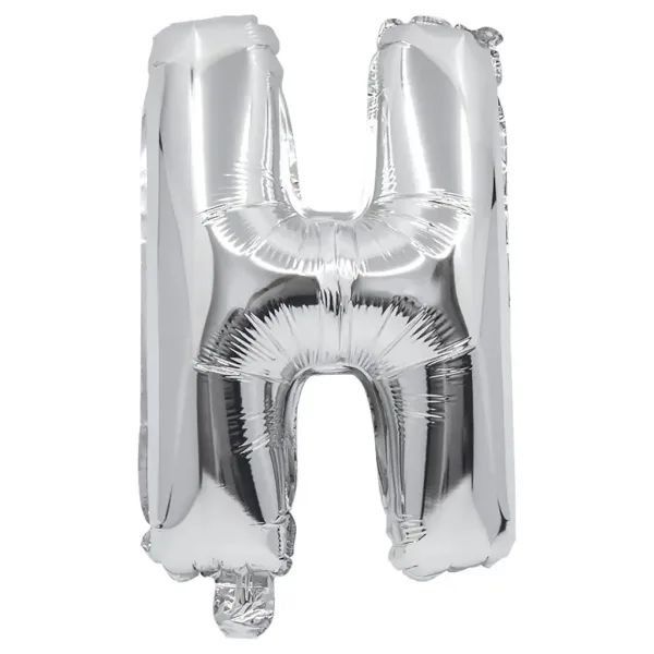Balon foliowy w kształcie litery H w kolorze srebrnym – 32 cm zdjęcie 1