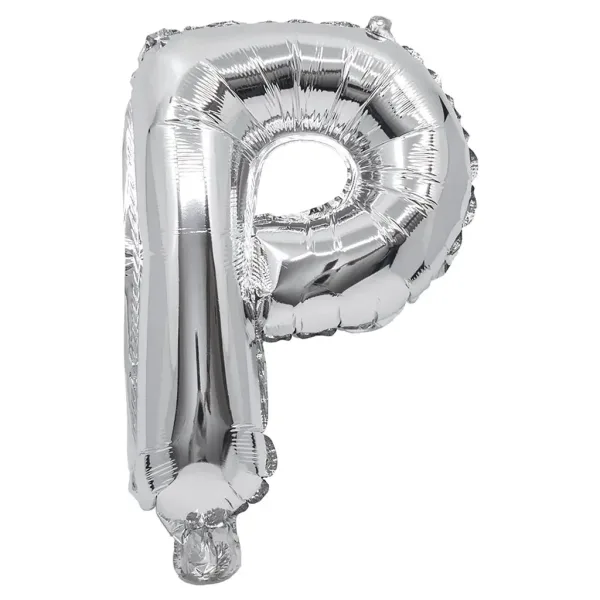 Balon foliowy w kształcie litery P, kolor srebrny, 32 cm zdjęcie 1