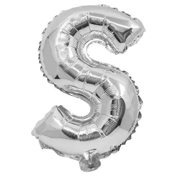 Balon foliowy w kształcie litery S, kolor srebrny, 32 cm zdjęcie 1