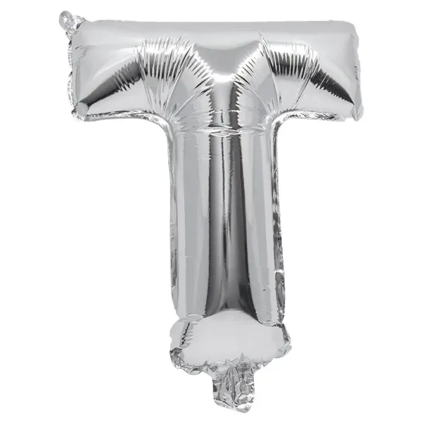 Balon foliowy w kształcie litery T w kolorze srebrnym – 32 cm zdjęcie 1