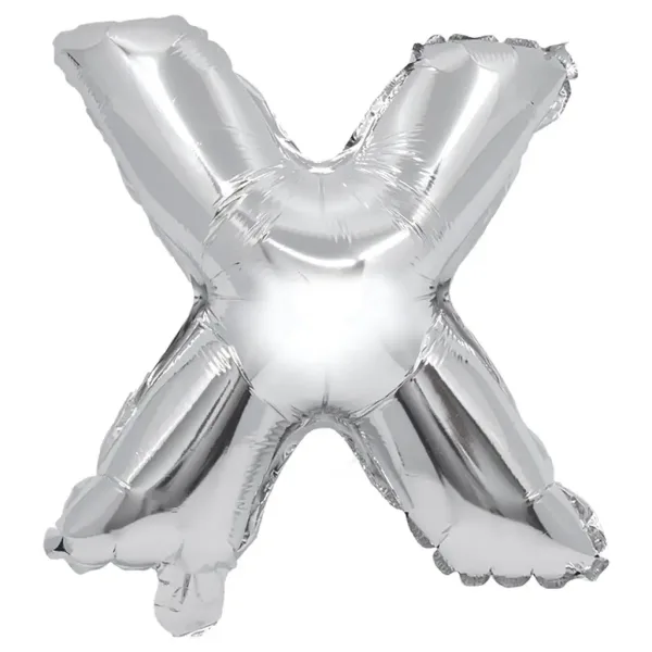 Balon foliowy w kształcie litery X, kolor srebrny, 32 cm zdjęcie 1