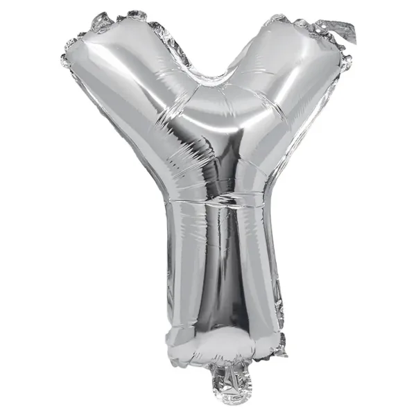 Balon foliowy w kształcie litery "Y" w kolorze srebrnym – 32 cm. zdjęcie 1