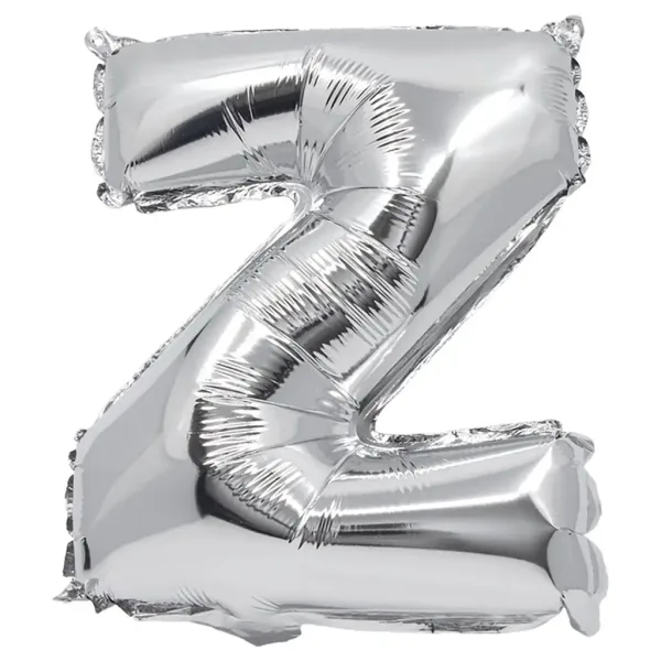 Balon foliowy w kształcie litery "Z" w kolorze srebrnym, 32 cm zdjęcie 1