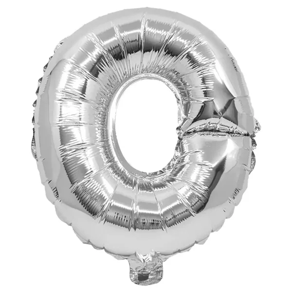 Balon foliowy w kształcie litery w kolorze srebrnym – litera O, 32 cm zdjęcie 1