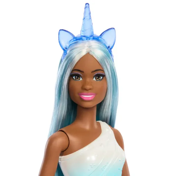Barbie Dreamtopia: Lalka jednorożec w niebieskiej tęczowej sukience - Mattel zdjęcie 3