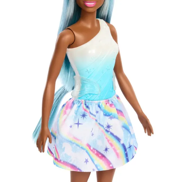 Barbie Dreamtopia: Lalka jednorożec w niebieskiej tęczowej sukience - Mattel zdjęcie 4