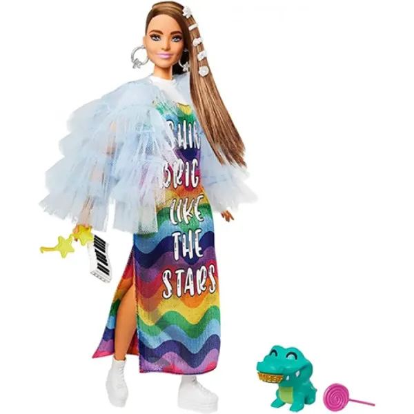 Barbie: Ekstrawagancka lalka w tęczowej sukience - Mattel zdjęcie 2