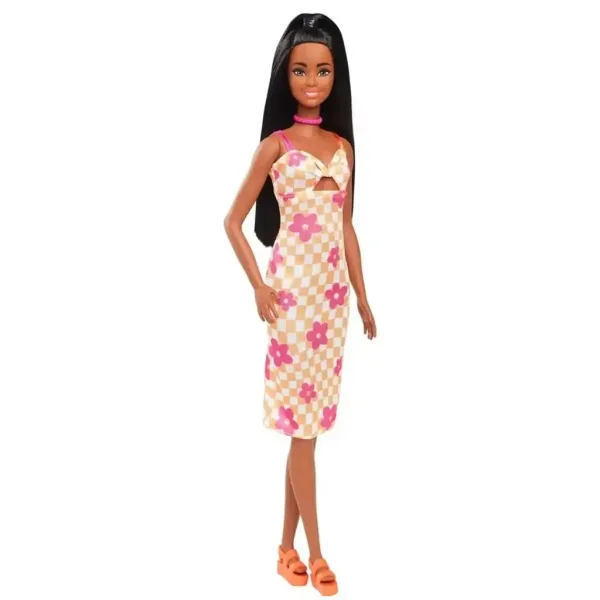 Barbie: Modna lalka Fashionista w kratkowanej, kwiecistej sukience - Mattel zdjęcie 2