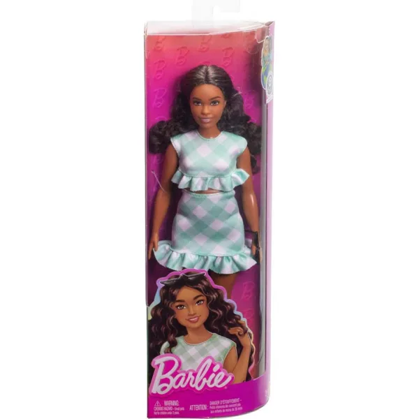 Barbie: Stylista lalka w zielono-białej, kraciastej sukience - Mattel zdjęcie 1