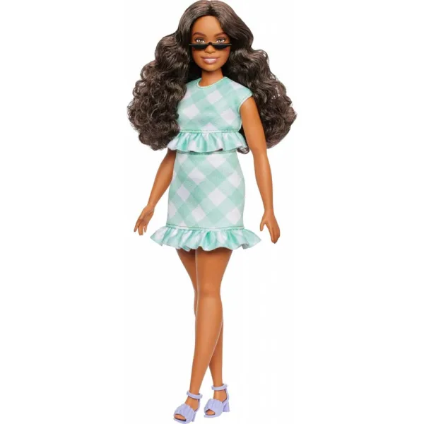 Barbie: Stylista lalka w zielono-białej, kraciastej sukience - Mattel zdjęcie 2