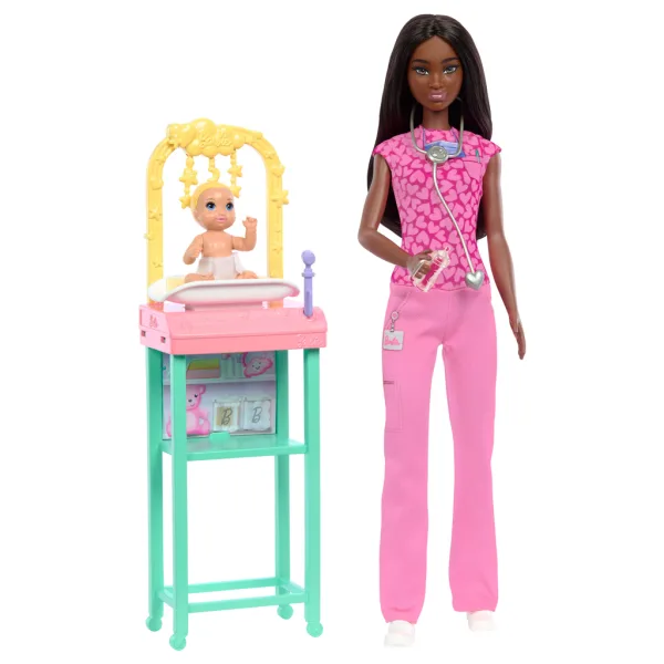 Barbie pediatra z brązowymi włosami – zestaw do zabawy z lalką kariery – Mattel zdjęcie 2