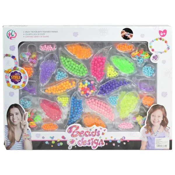 Beads Design: Zestaw do tworzenia biżuterii z ponad 500 kolorowymi i błyszczącymi koralikami zdjęcie 1