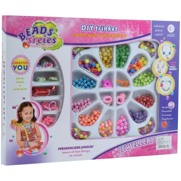 Beads Series: Zestaw do tworzenia biżuterii z koralikami, gumką do włosów i spinką do włosów z ponad 200 koralikami zdjęcie 1