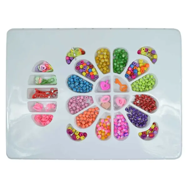 Beads Series: Zestaw do tworzenia biżuterii z koralikami, gumką do włosów i spinką do włosów z ponad 200 koralikami zdjęcie 2