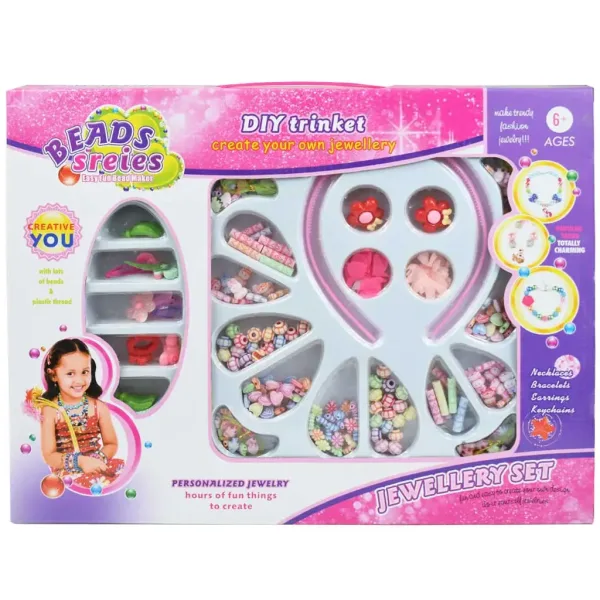 Beads Series: Zestaw do tworzenia biżuterii z ponad 200 kolorowymi koralikami i opaską na włosy zdjęcie 1