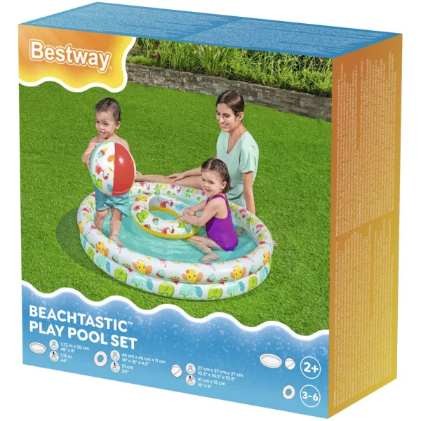 Bestway: Beachtastic nadmuchiwany brodzik zestaw 3 w 1 Ø 122 x 20 cm zdjęcie 4