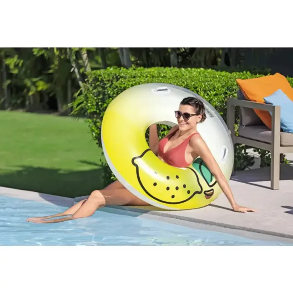 Bestway: koło do pływania w wzór z cytrynami z uchwytem 114 cm zdjęcie 4