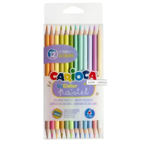 Bi-Color 12-częściowy zestaw pastelowych dwustronnych kolorowych kredek - Carioca zdjęcie 1