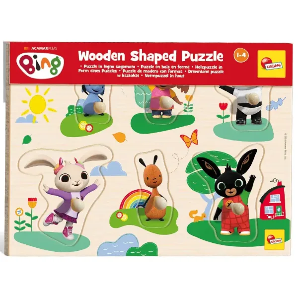 Bing i przyjaciele 6-elementowe drewniane puzzle z sorterem kształtów - Lisciani zdjęcie 1