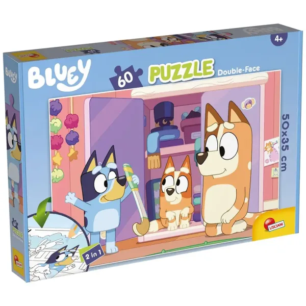 Bluey 2 w 1 60-elementowa układanka i kolorowanka 50x35 cm - Lisciani zdjęcie 1