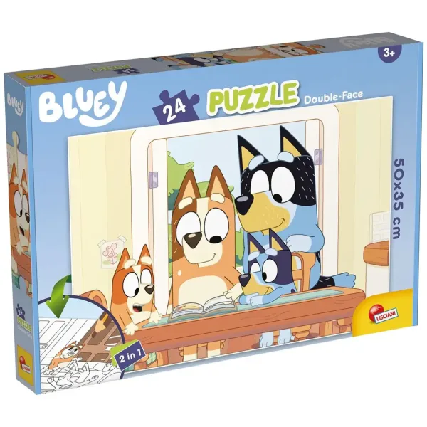 Bluey 2 w 1 puzzle 24 elementów i kolorowanka 50x35 cm - Lisciani zdjęcie 1