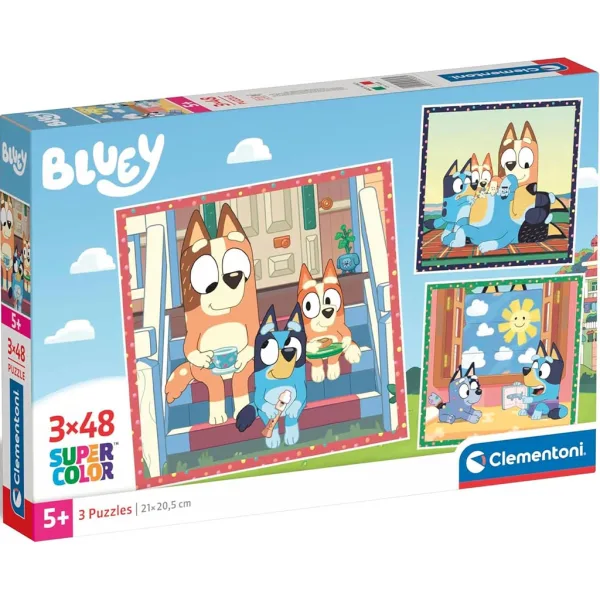 Bluey 3x48-elementowe puzzle Supercolor - Clementoni zdjęcie 1