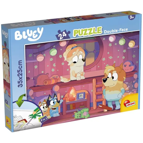 Bluey bajka na dobranoc 2 w 1 puzzle 24-elementowe i kolorowanka 35x25 cm - Lisciani zdjęcie 1