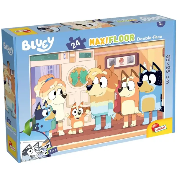Bluey i przyjaciele 2 w 1 maxi podłogowe puzzle 24 elementowe i kolorowanka 35x25 cm – Lisciani zdjęcie 1