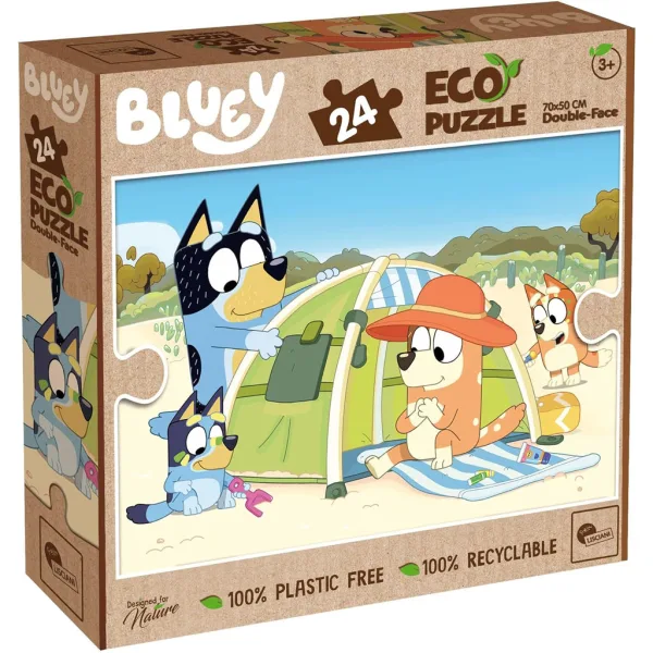 Bluey na wakacjach 2 w 1, ekologiczne maxi puzzle i kolorowanka, 24 elementy, 70x50 cm – Lisciani zdjęcie 1