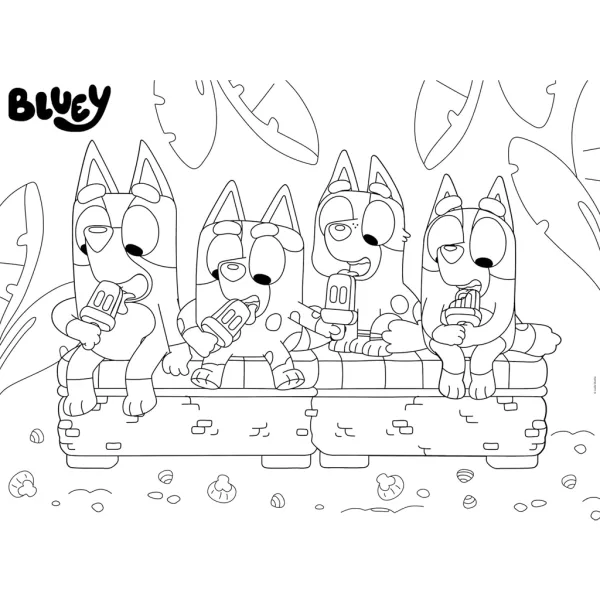 Bluey na wakacjach 2 w 1, ekologiczne maxi puzzle i kolorowanka, 24 elementy, 70x50 cm – Lisciani zdjęcie 3