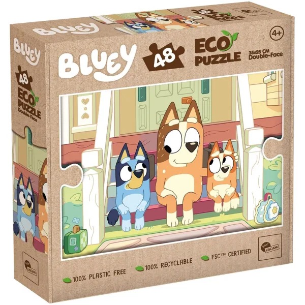 Bluey pieski na schodach 2 w 1 48-elementowa Eco mini układanka i kolorowanka 35x25cm - Lisciani zdjęcie 1
