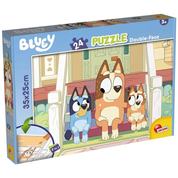 Bluey pieski na schodach 2 w 1 puzzle 24 elementów i kolorowanka 35x25 cm - Lisciani zdjęcie 1
