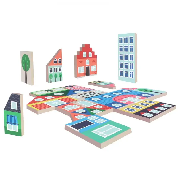 Building Blocks: Miasto - Zestaw drewnianych klocków zdjęcie 3