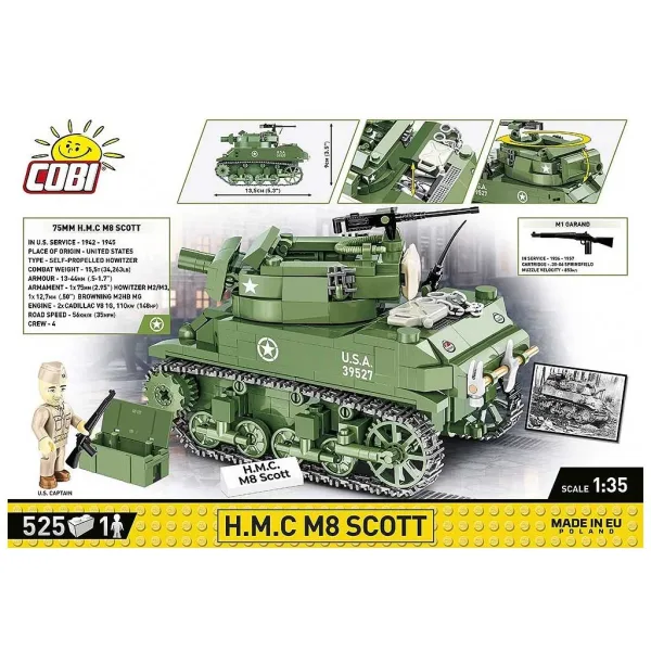 COBI: H.M.C M8 Scott z II wojny światowej — zestaw konstrukcyjny czołgu (2279) zdjęcie 2