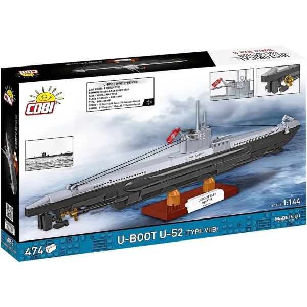 COBI: II wojna światowa — U-Boot U-52 (Typ VIIB) — zestaw do budowy okrętu (4852) zdjęcie 7