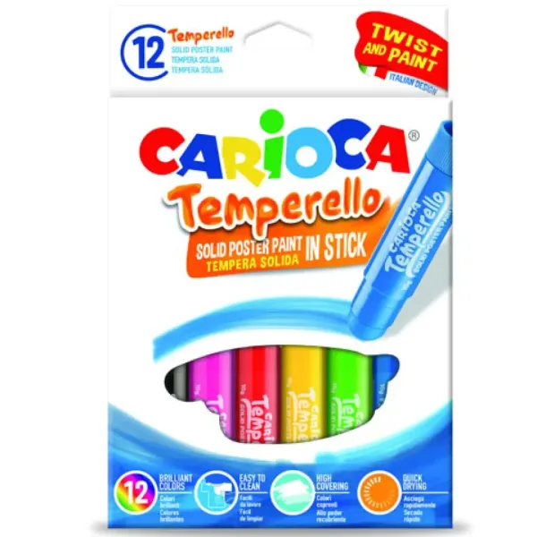 Carioca: Kolorowe tempery w sztyfcie 6 sztuk, zmywalne zdjęcie 1
